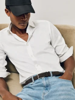 Reiss Chocolate Dante Suede Belt