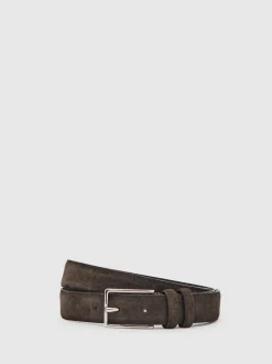 Reiss Chocolate Dante Suede Belt