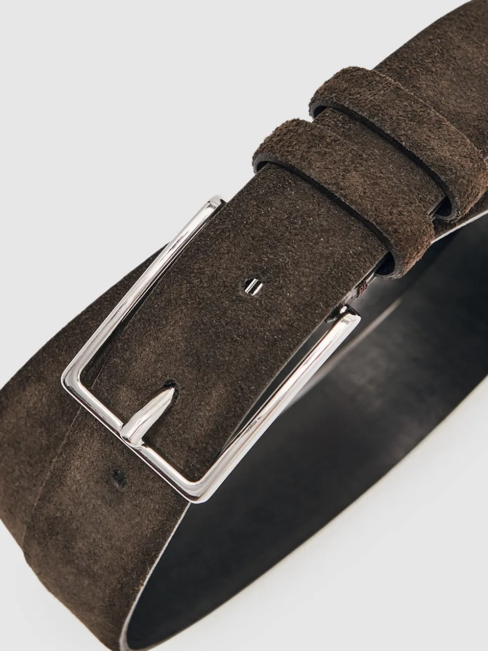 Reiss Chocolate Dante Suede Belt