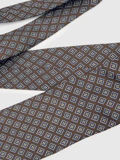 Reiss Chocolate/Charcoal Bortolo Silk Floral Medallion-Print Tie