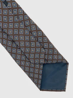 Reiss Chocolate/Charcoal Bortolo Silk Floral Medallion-Print Tie