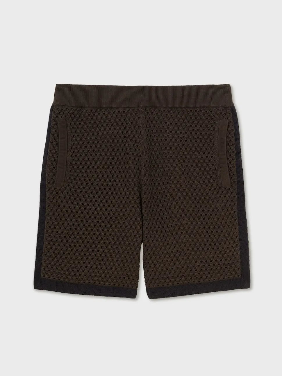Reiss Chocolate/Navy Butler Cotton-Blend Crochet Shorts