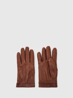 Reiss Cognac Monty Nappa Leather Gloves