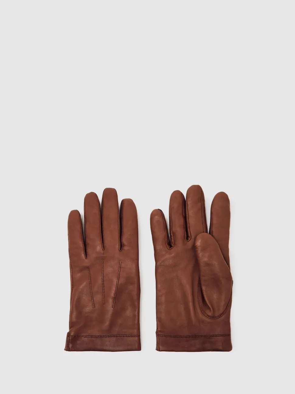 Reiss Cognac Monty Nappa Leather Gloves