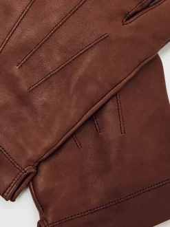 Reiss Cognac Monty Nappa Leather Gloves