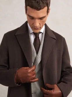 Reiss Cognac Monty Nappa Leather Gloves