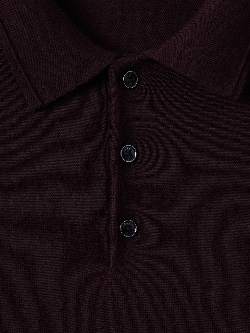 Reiss Dark Bordeaux Trafford Merino Wool Long-Sleeve Polo Shirt