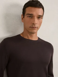Reiss Dark Bordeaux Wessex Merino Wool Crew Neck Jumper