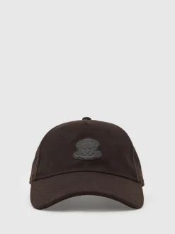 Reiss Dark Brown Abel Monogram Appliqué Wool-Blend Cap