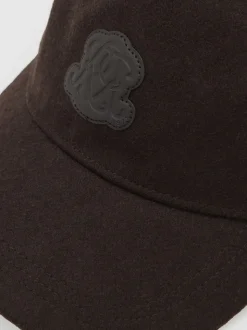 Reiss Dark Brown Abel Monogram Appliqué Wool-Blend Cap
