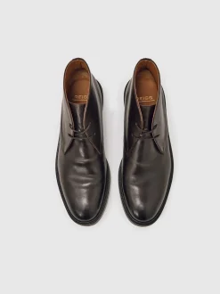 Reiss Dark Brown Clarkson Leather Lace-Up Chukka Boots