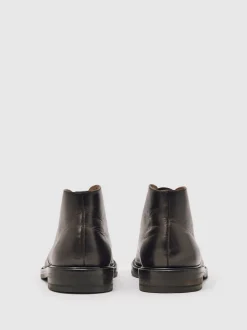 Reiss Dark Brown Clarkson Leather Lace-Up Chukka Boots