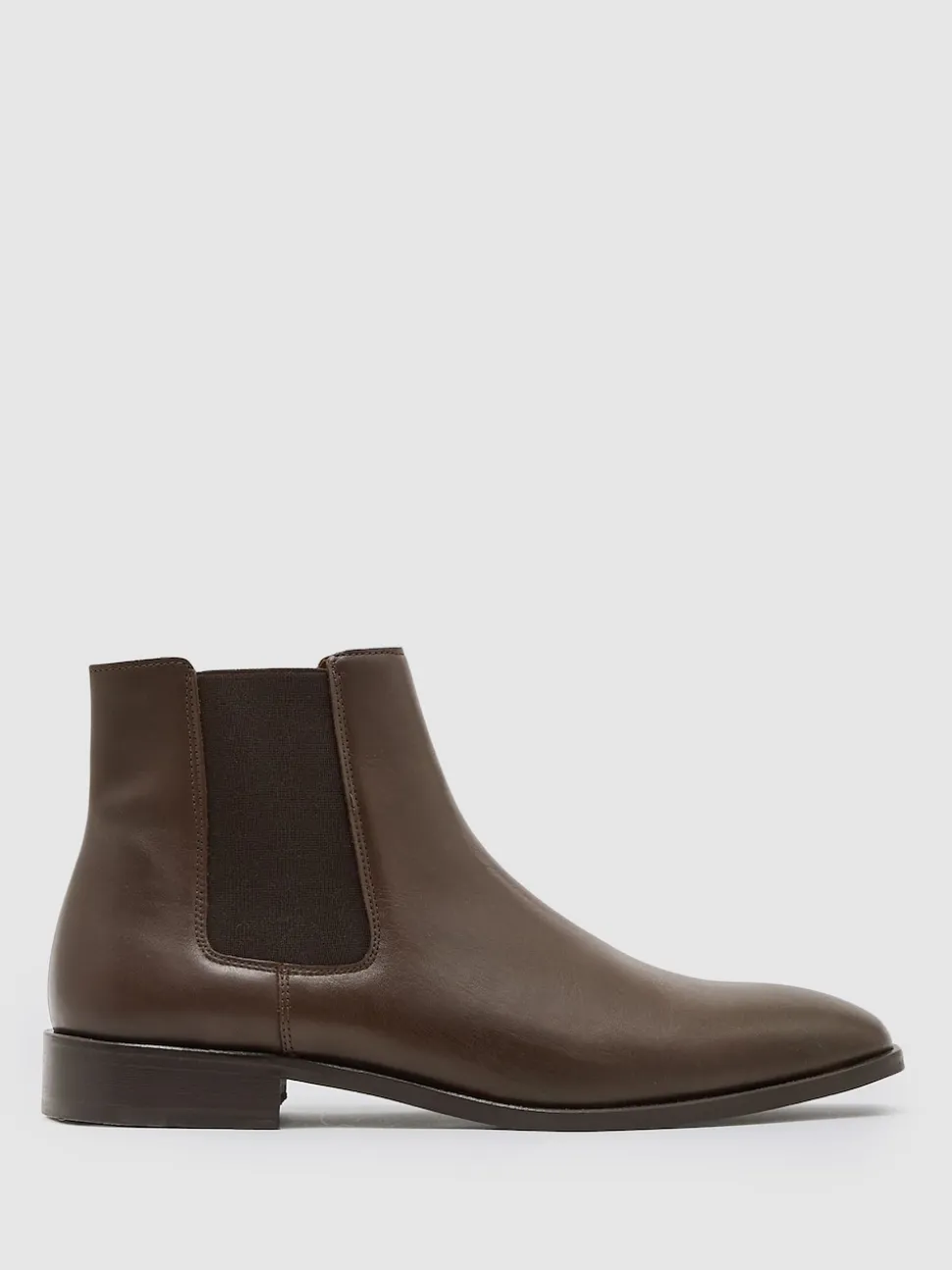 Reiss Dark Brown Elba Leather Chelsea Boots