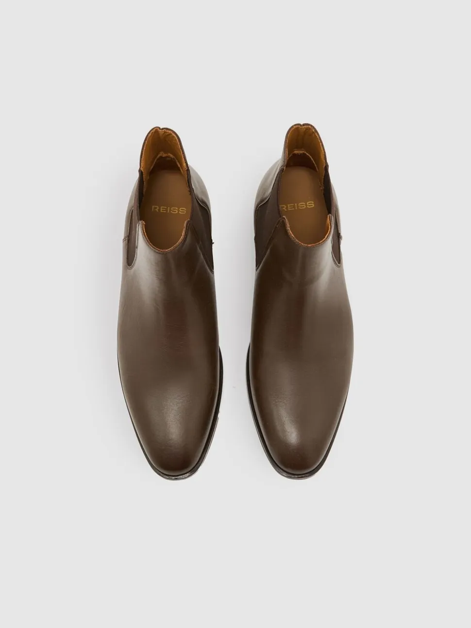 Reiss Dark Brown Elba Leather Chelsea Boots