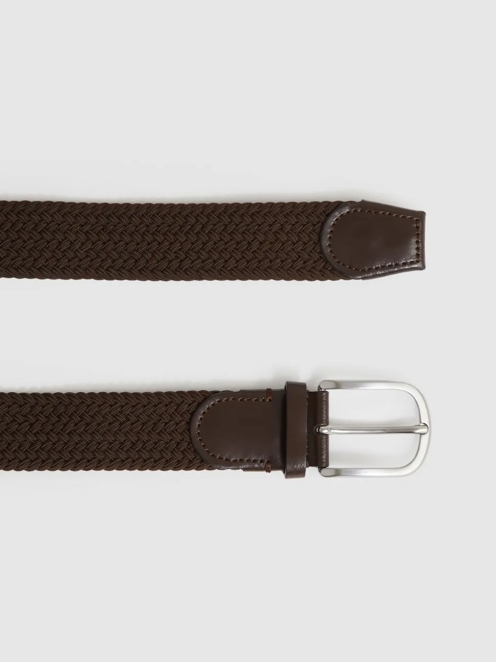 Reiss Dark Brown Elmont Basket Weave Belt