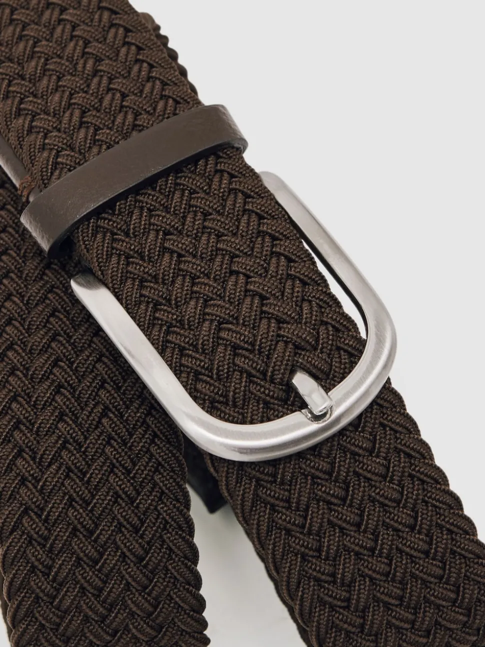 Reiss Dark Brown Elmont Basket Weave Belt