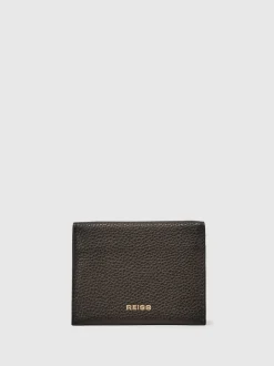 Reiss Dark Brown Hilton Leather Bi-Fold Cardholder