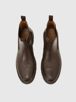 Reiss Dark Brown Huxley Leather Chelsea Boots
