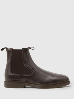Reiss Dark Brown Jagger Leather Chelsea Boots