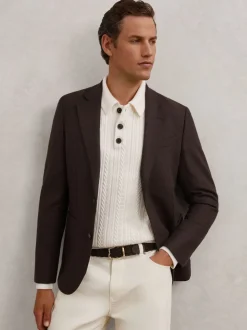 Reiss Dark Brown Jesse Suede Woven Belt