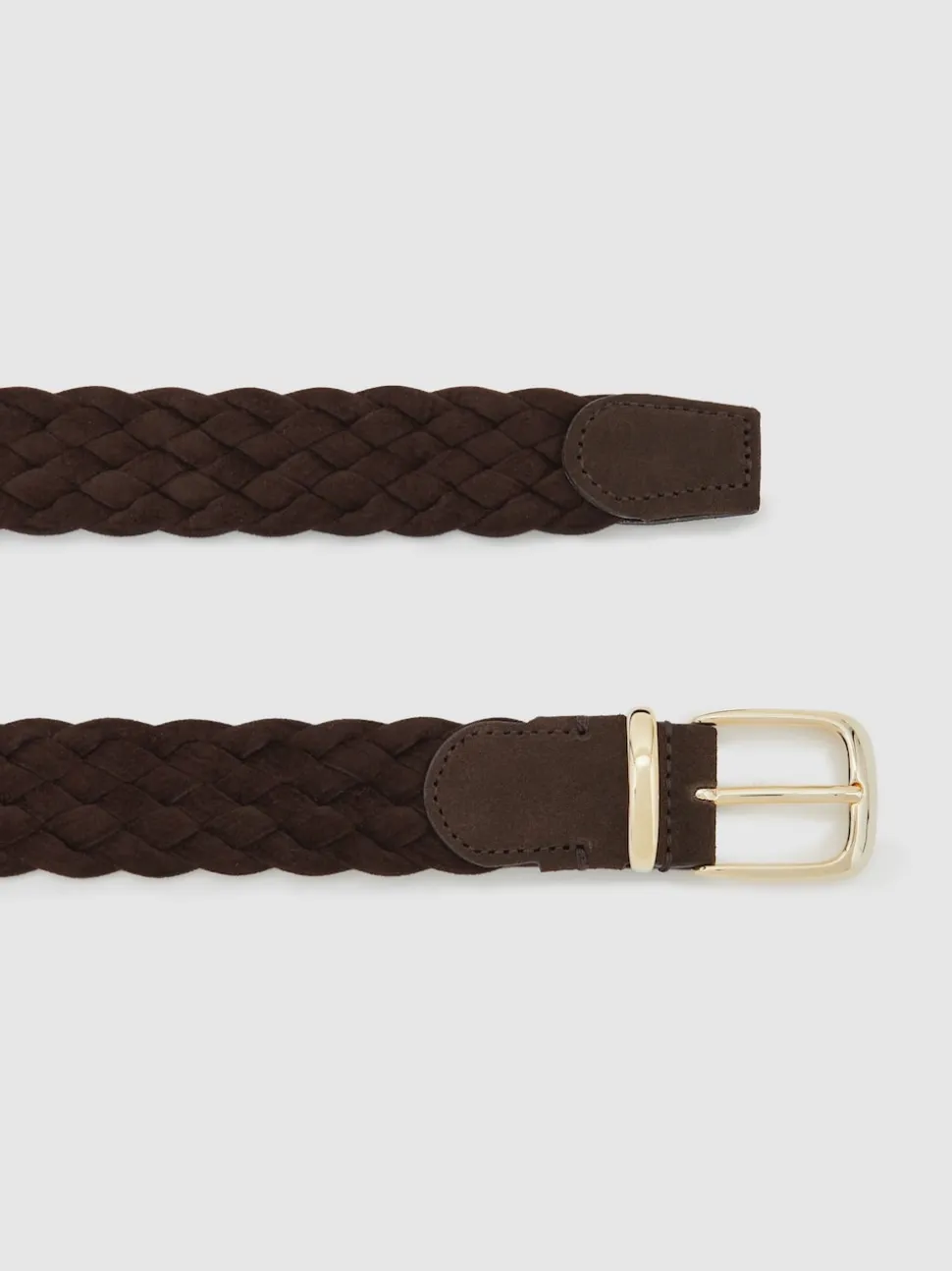 Reiss Dark Brown Jesse Suede Woven Belt