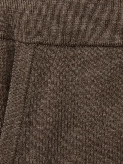 Reiss Dark Brown Melange Billings Merino Wool Blend Drawstring Joggers