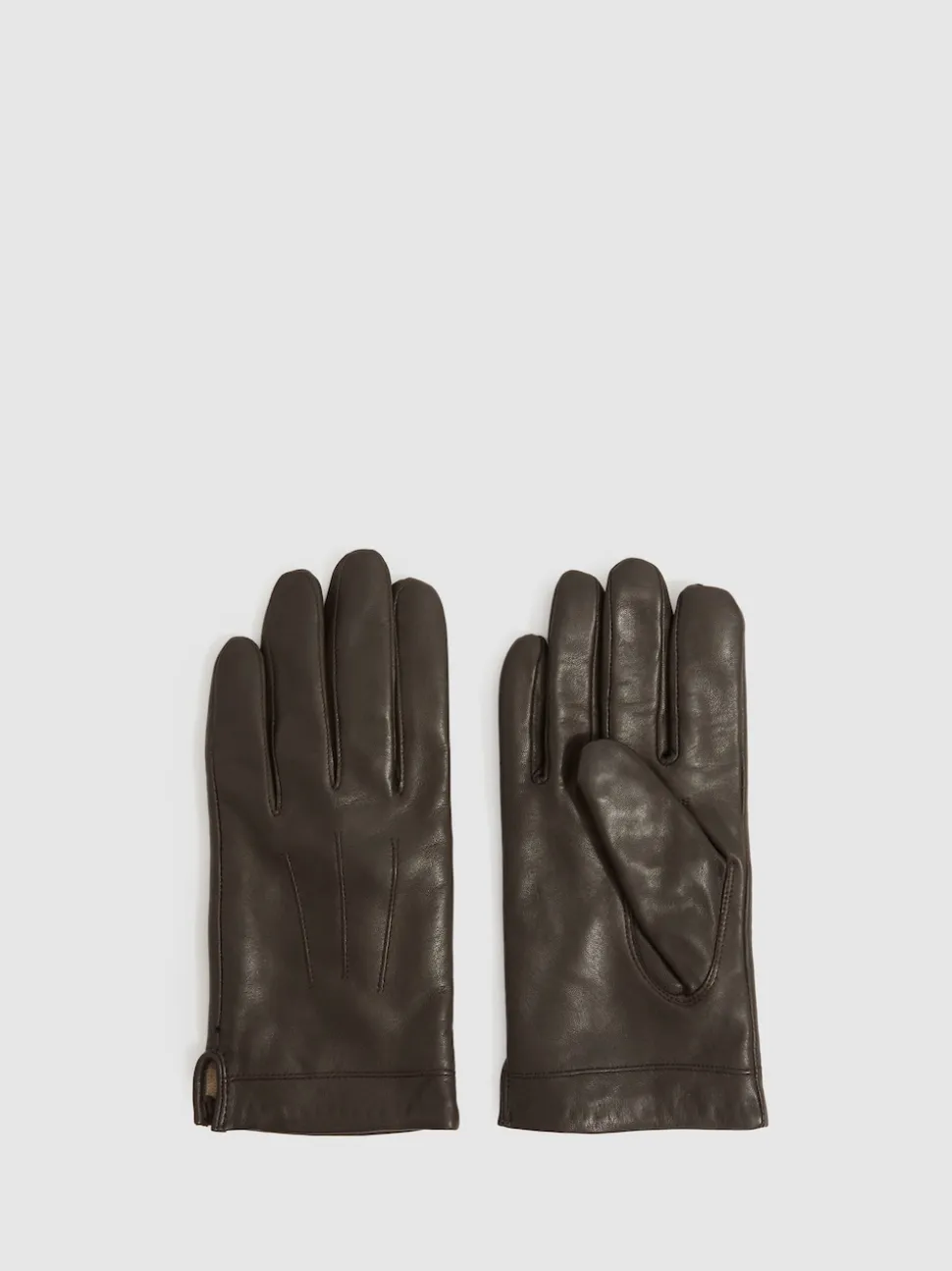 Reiss Dark Brown Monty Nappa Leather Gloves