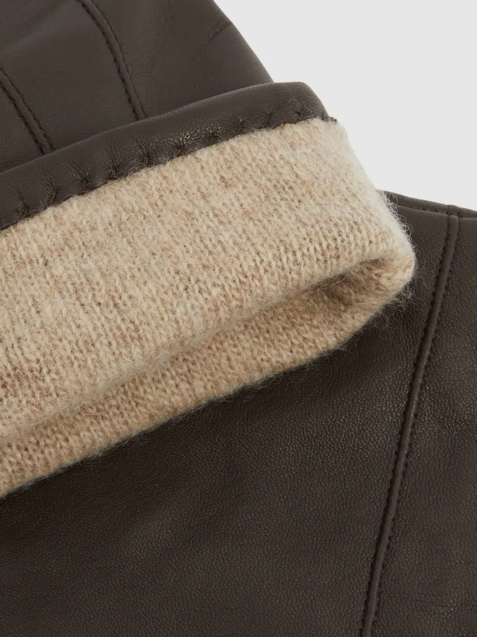 Reiss Dark Brown Monty Nappa Leather Gloves