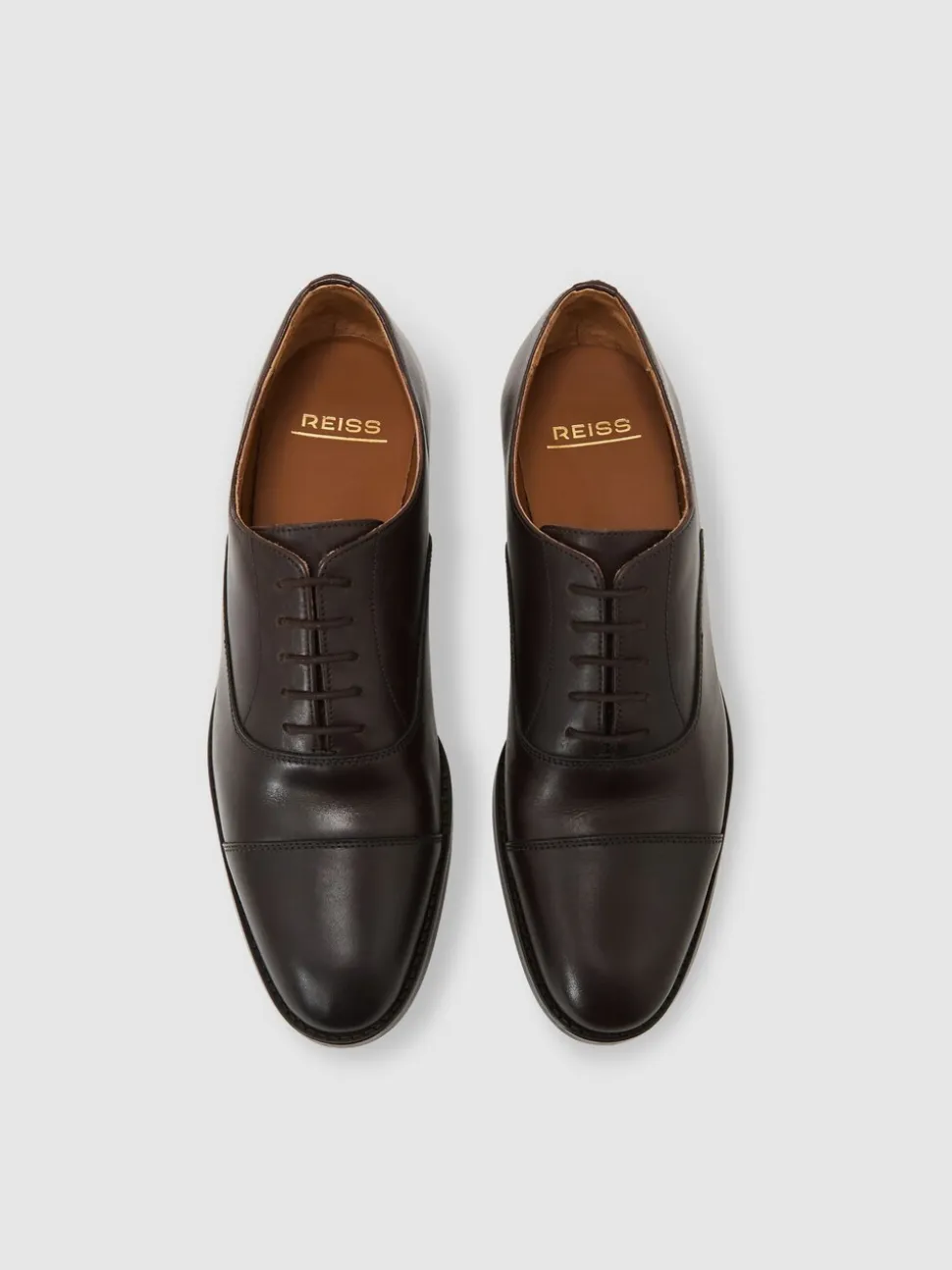 Reiss Dark Brown Rice Leather Lace Up Oxford Shoes