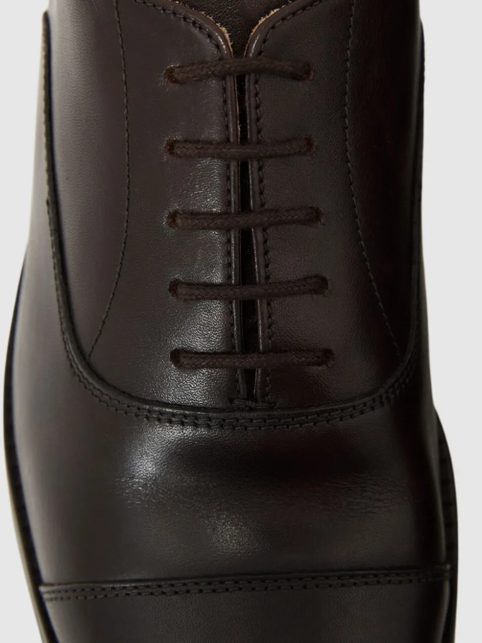 Reiss Dark Brown Rice Leather Lace Up Oxford Shoes