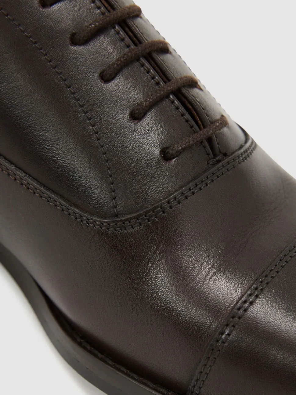 Reiss Dark Brown Rice Leather Lace Up Oxford Shoes