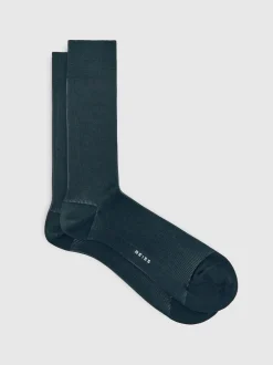 Reiss Dark Green Cory Two Tone Cotton Socks