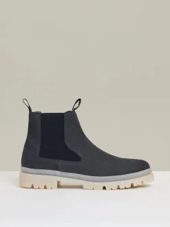 Reiss Dark Navy Garry Suede Contrast Sole Chelsea Boots