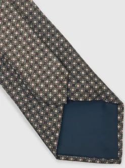 Reiss Dark Sage Multi Nicolo Micro-Square Print Tie With Wool