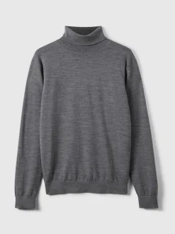 Reiss Derby Grey Marl Caine Slim Fit Merino Wool Roll Neck Jumper