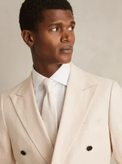 Reiss Ecru Elio Linen Textured Tie