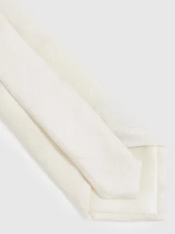 Reiss Ecru Elio Linen Textured Tie