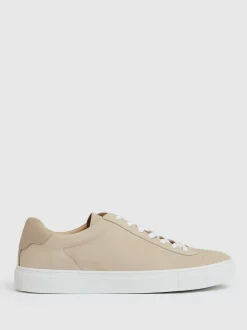 Reiss Ecru Finley Nubuck Nubuck Leather Lace-Up Trainers