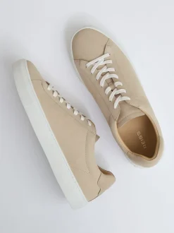 Reiss Ecru Finley Nubuck Nubuck Leather Lace-Up Trainers