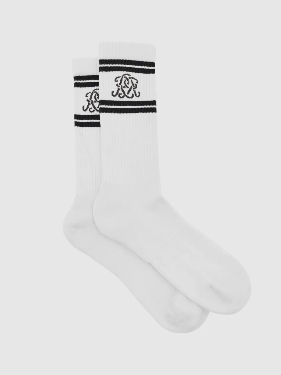Reiss Ecru/Chocolate Brown Maurice Monogram Cotton-Blend Rib Sport Socks