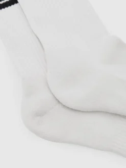 Reiss Ecru/Chocolate Brown Maurice Monogram Cotton-Blend Rib Sport Socks
