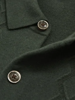 Reiss Forest Green Gideon Wool V-Stitch Button-Through Cardigan