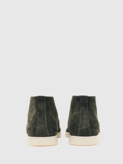 Reiss Forest Green Loftus Suede Lace-Up Chukka Boots
