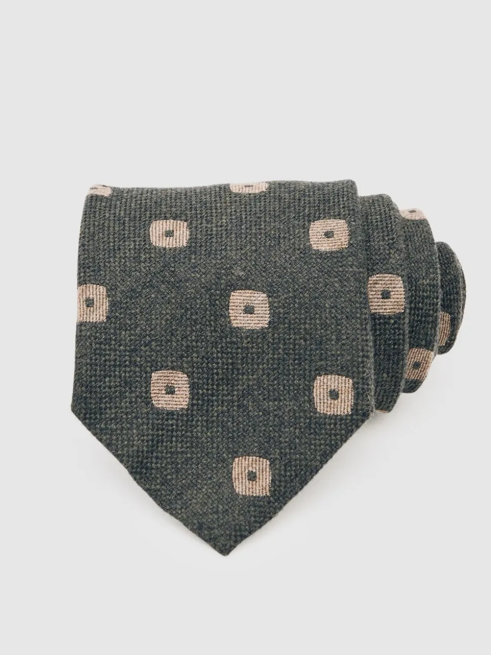 Reiss Forest Green Marco Silk-Wool Square-Medallion Tie
