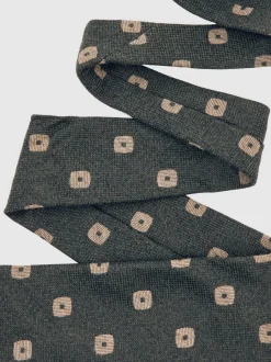 Reiss Forest Green Marco Silk-Wool Square-Medallion Tie
