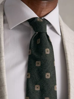 Reiss Forest Green Marco Silk-Wool Square-Medallion Tie