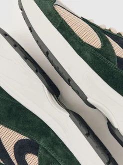 Reiss Forest Green/Stone Nido Panelled Running Trainers