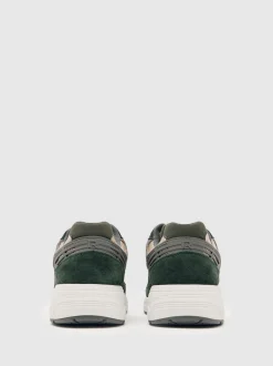 Reiss Forest Green/Stone Nido Panelled Running Trainers