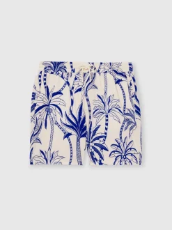 Reiss French Blue/White Ganetti Palm Print Swim Shorts