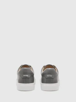 Reiss Graphite Grey Finley Leather Low-Top Trainers